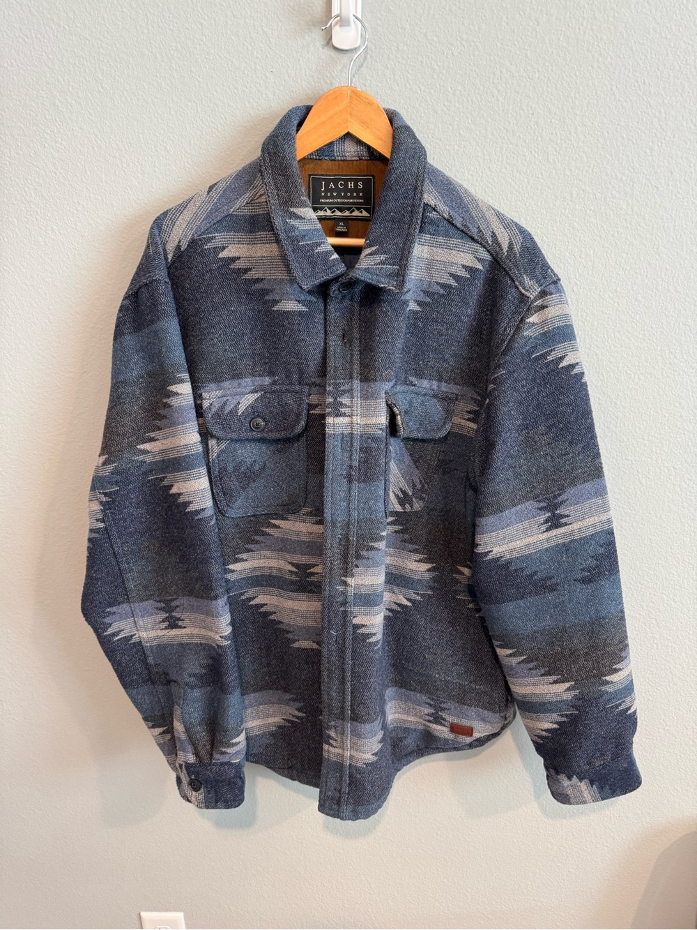 Jachs Blue Patterned Lightweight Shacket